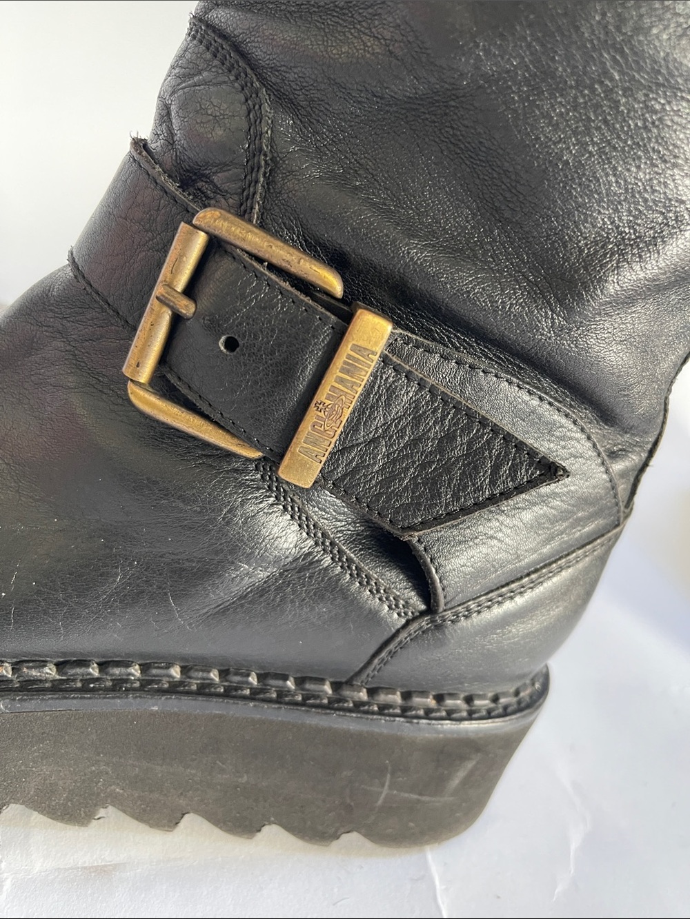 Vivienne Westwood Anglomania Black Leather Double Buckle Biker Boots AW16 US 7 - Picture 7 of 15